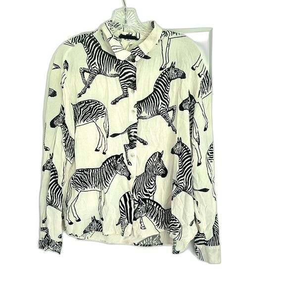 JANE + DELANCEY Zebra Print Button Front Shirt size XL - Picture 1 of 8